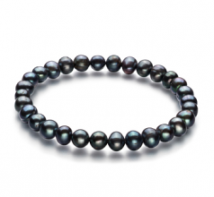 6-7mm di Perle Acqua Dolce Bracciale en Beatitudine Nero