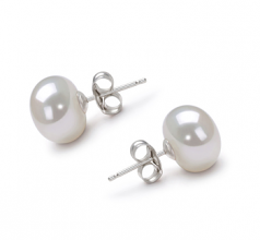 9-10mm di Perle Acqua Dolce Orecchini en Bianco